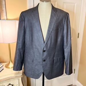 Men's J.Crew Factory Thompson Waxed Chambray Cotton Blazer Jacket Sport Coat 46R